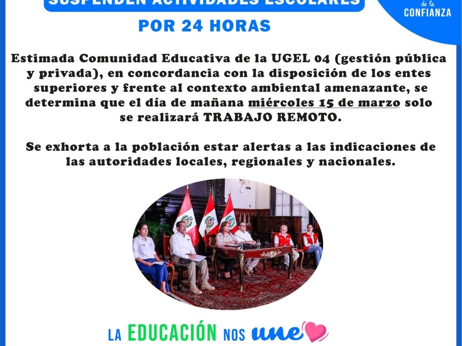 GOBIERNO SUSPENDE ACTIVIDADES ESCOLARES EL 15 DE MARZO